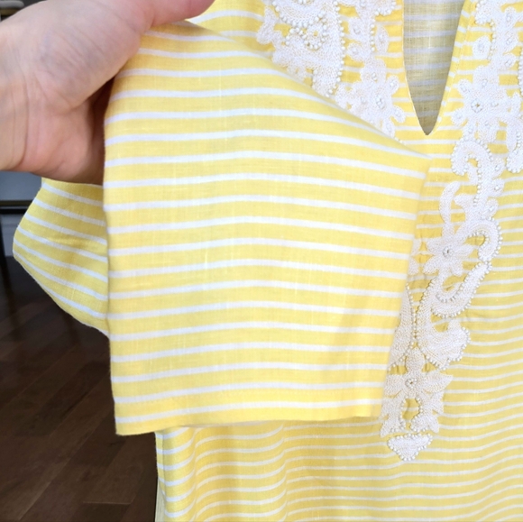 TALBOTS 100% LINEN TALBOTS  BEADED EMBRODERD TOP SMALL - Picture 11 of 11